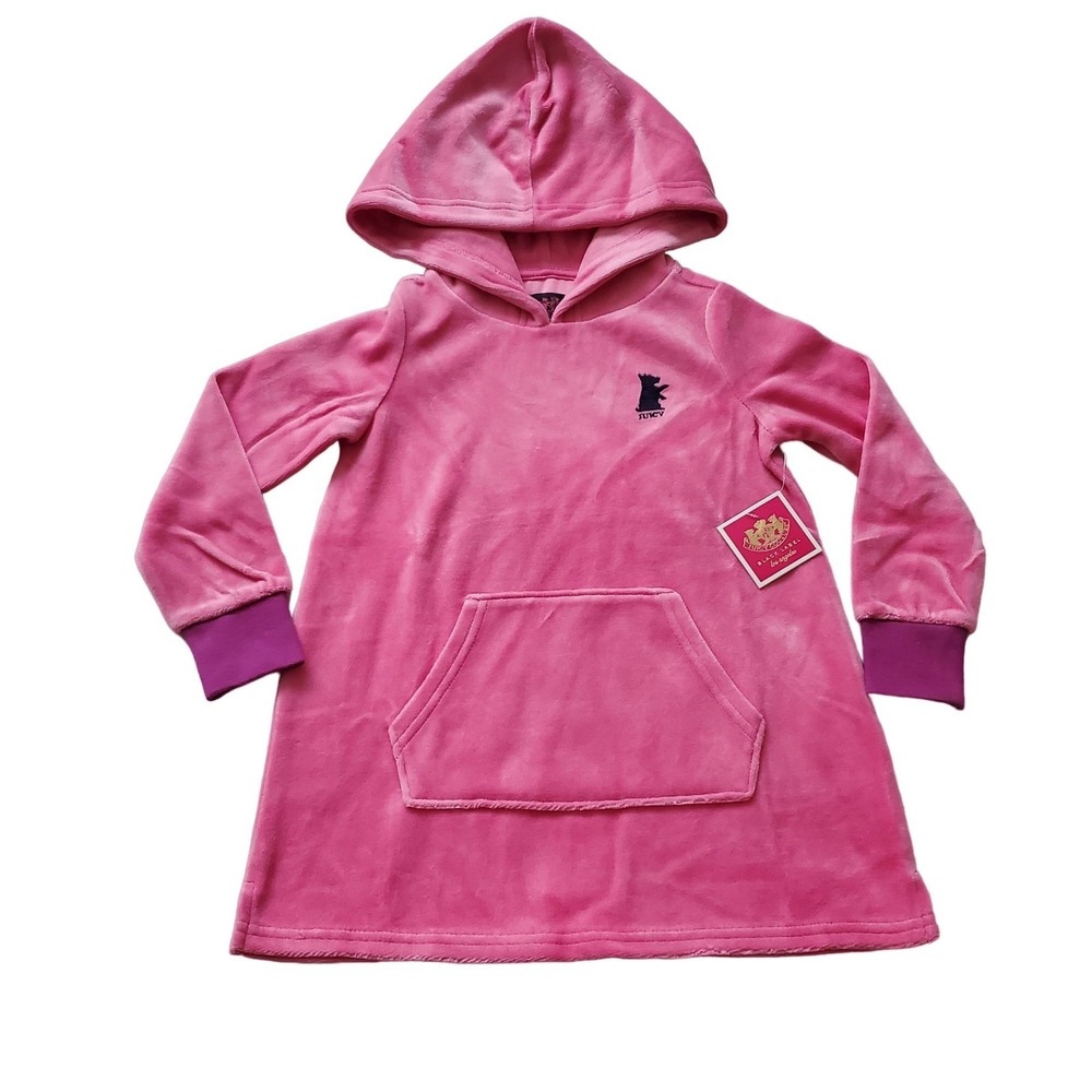 Juicy Couture hoodie‎ dress highlighter track sz 2/3 toddler velour pink new